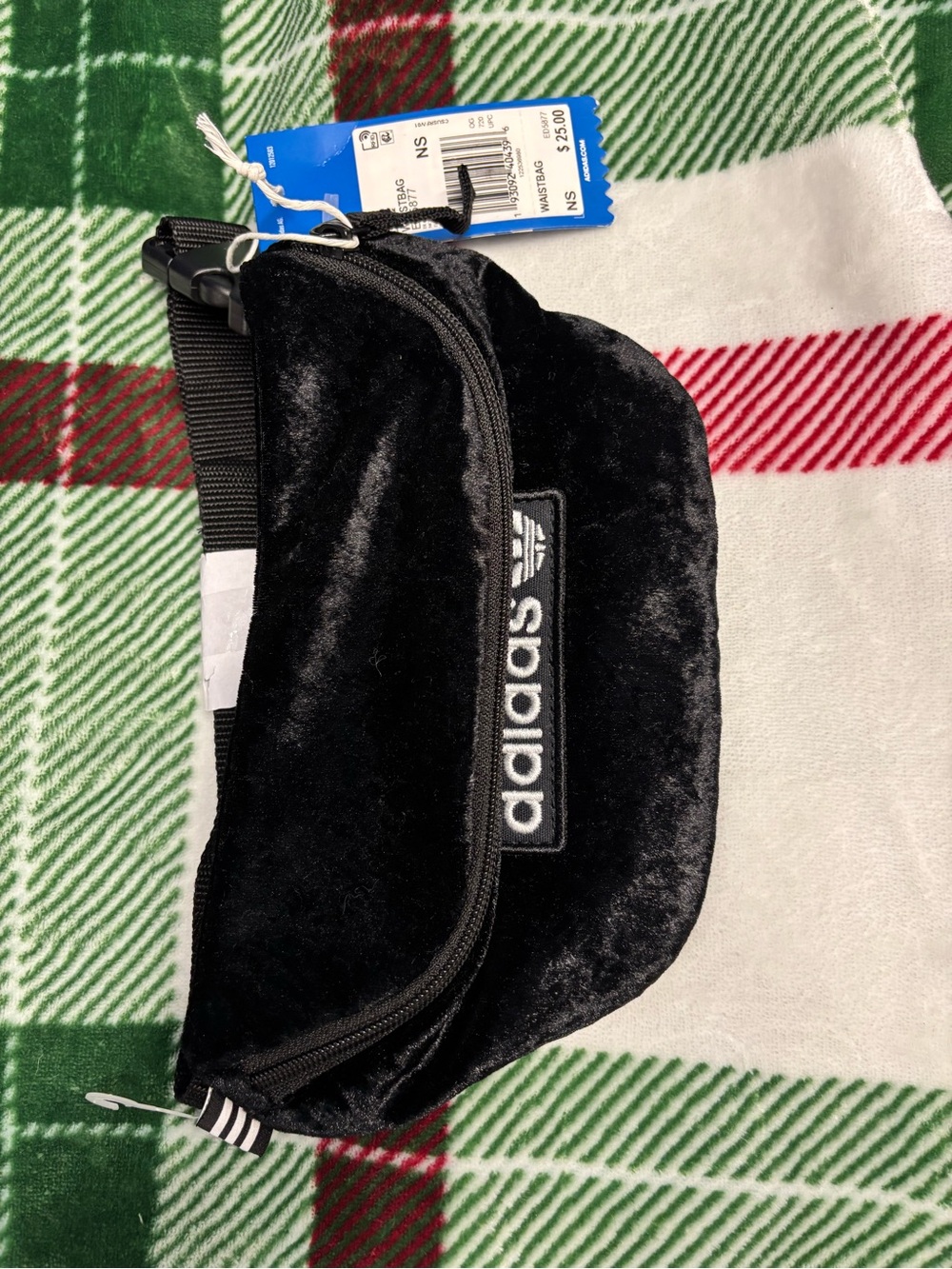 adidas Black Velvet Waist Bag with Logo Patch
